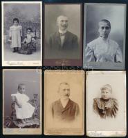cca 1890-1900 Műtermi portrék, 7 db keményhátú fotó aradi műtermekből (Kossak J., Honisch, stb.), 10x6 cm és 21x11,5 cm közötti méretben