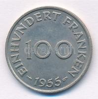 NSZK / Saar-vidék 1955. 100Fr Ni T:2 FRG / Saarland 1995. 100 Franken Ni C:XF Krause KM#4
