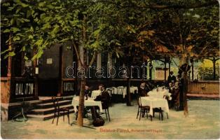 1909 Balatonfüred, Balaton vendéglő kerthelyisége. Koller Károly József kiadása