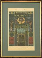cca 1900 Borozó görög stílusú faldísze dekorációs grafika litográfia üvegezett keretben 32x21 cm