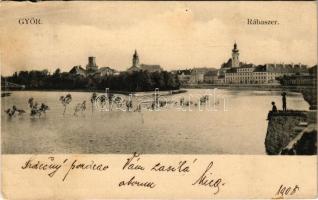 1908 Győr, Rábaszer, árvíz. Polgár Bertalan kiadása (EK)