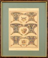 cca 1900 Középkori fal dekoráció dekorációs grafika litográfia üvegezett keretben 32x21 cm