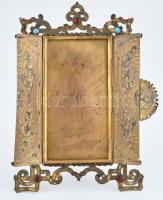 Asztali képkeret, fényképtartó. Gazdagon díszített, rér, kézi festéssel, festett porcleán miniaturáv...