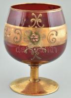 Moser jelzés nélküli boros pohár. Kézzel festett, kissé kopott m: 13 cm