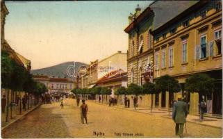 1914 Nyitra, Nitra; Tóth Vilmos utca, Schiller kávéház és szálloda / street, cafe and hotel (r)