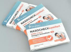 Nasocheck Comfort SARS-CoV-2 antigén gyorsteszt, 3 db, bontatlan dobozában, leírással