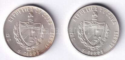 Kuba 1985. 5P Ag "Krokodil" + 1985. 5P Ag "Johann Sebastian Bach" T:1 patina
Cu...