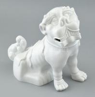Herendi porcelán fehér mázas Pho kutya, jelzett, hibátlan, m: 25 cm