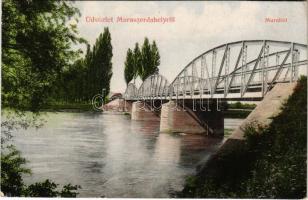 1917 Muraszerdahely, Mursko Sredisce; Mura híd / Mur river bridge (apró szakadások / tiny tears)