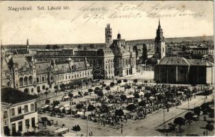 1915 Nagyvárad, Oradea; Szent László tér, piac / square, market (EK)