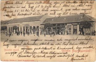 1905 Nagyszalonta, Salonta; Piactér, Payer Istvánné, Kovács, Badár Lajos, Fábián L. Dezső üzlete és saját kiadása / marketplace, shops, publishers shop (fl)