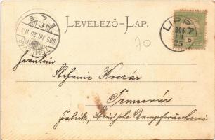 1905 Lippa, Lipova; Fő tér, Takarékpénztár, templom. Konstantin Sándor kiadása / main square, saving...