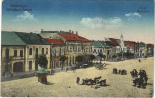 Szászrégen, Reghinul Sasesc, Reghin; Fő tér, piac, üzletek / Hauptplatz / main square, market, shops