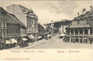 Brassó, Kronstadt, Brasov; Flachszeile / Tergul inului / Lensor, üzletek / street view, shops