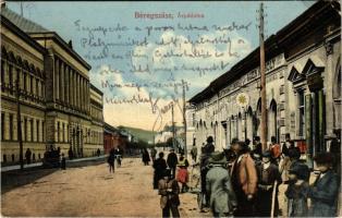 1915 Beregszász, Beregovo, Berehove; Árpád utca, Auer Károly Clayton és Shuttleworth üzlete / street, shops (EK)
