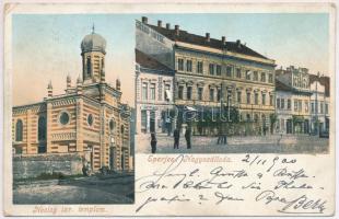 1900 Eperjes, Presov; Neológ izraelita templom, zsinagóga, Nagyszálloda, Róth A. üzlete / synagogue, hotel, shop (EK)