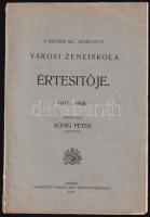 1907-1908 A Szegedi Áll. Segélyezett Városi Zeneiskola értesítője, néhány oldal sarka hajtott, kis szakadás, 40p