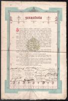 cca 1890 Osztálytalálkozóra szóló szerződés díszes nyomtatványa, aláírásokkal, gyűrött 40x26 cm