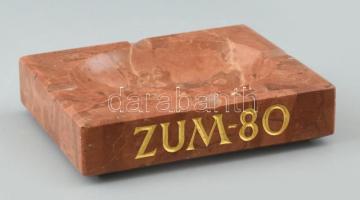 Márvány hamutál, oldalán aranyozott ZUM-80 felirattal, 14x12x3 cm