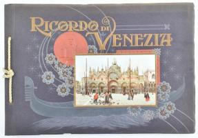cca 1900 Ricordo di Venezia, 36 képből álló album. Kiadói illusztrált haránt-alakú zsinórfűzött papírkötésben, 22x32 cm