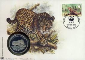 1986. "30 éves a WWF-Jaguár" ffém emlékérem érmés borítékon belize-i bélyeggel + bélyegzővel T:PP