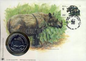 1986. "30 éves a WWF-Szumátra orrszarvú" ffém emlékérem érmés borítékon indonéz bélyeggel + bélyegzővel T:PP