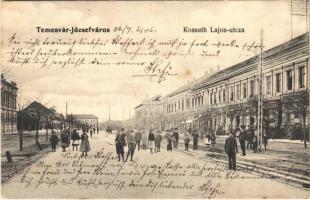 1905 Temesvár, Timisoara; Józsefváros, Kossuth Lajos utca, üzletek / street view, shops (fl)