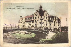 1916 Temesvár, Timisoara; Józsefváros, Úri utca, Gemeinhart épület, híd / street view, bridge (fl)