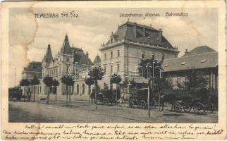 1909 Temesvár, Timisoara; Józsefváros, Vasútállomás / Bahnstation / railway station (fl)