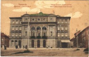 1925 Temesvár, Timisoara; Belváros, Városi Ferenc József színház, villamos. Galambos és Fenyő kiadása / Städtisches Franz-Josef-Theater / theatre, tram (fl)