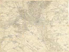 Pozsony és környéke térkép vászonon / Pressburg and area map on canvas 51x40 cm