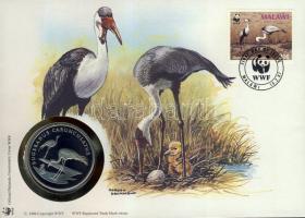 1986. "30 éves a WWF-Golyvás daru" ffém emlékérem érmés borítékon malawi-i bélyeggel + bélyegzővel T:PP