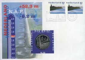 Hollandia 1998. 1Ecu "Hollandia, a vizek országa" érmés, bélyeges borítékon T:1