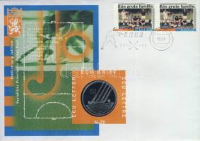 Hollandia 1998. 1Ecu "100 éves a KNHB (Királyi Holland Jégkorong Alapítvány)" érmés, bélyeges borítékon T:1