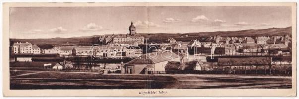 1940 Hajmáskér, Katonai tábor. kihajtható panorámalap / folding panoramacard (gyűrődés / crease)