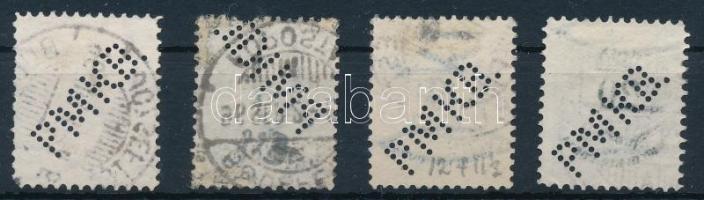 4 db Színesszámú krajcáros PMKB. perfin