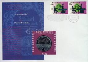 Hollandia 1997. 1Ecu "Schubert" érmés, bélyeges borítékon T:1