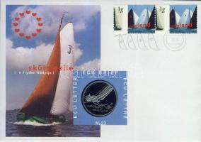 Hollandia 1997. 1Ecu "Skütsjesile-Vitorlázás" érmés, bélyeges borítékon T:1