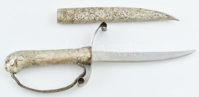 Dísztőr oroszlánfejes markolattal, aluminium tokkal 33 cm