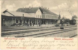 Párkánynána, Párkány-Nána, Parkan-Nána, Parkan, Stúrovo; indóház, vasútállomás. Wallfisch S. kiadása (Esztergom) / railway station