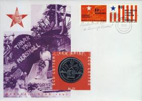 Hollandia 1997. 1Ecu "Marshall-terv" érmés, bélyeges borítékon T:1