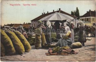 1914 Nagykőrös, Ugorka (uborka) vásár, piac. Székely Albert kiadása (EK)