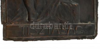 Sződy Szilárd (1878-1939): Tisztaság. Bronz dombormű, jelzett, 22,5x13 cm