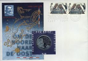 Hollandia 1996. 1Ecu "Felfedező utak" érmés, bélyeges borítékon T:1