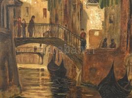XX. század eleji festő: Velence. Olaj, vászon, jelzés nélkül, korabeli dekoratív keretben (Korának m...