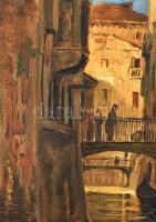 XX. század eleji festő: Velence. Olaj, vászon, jelzés nélkül, korabeli dekoratív keretben (Korának m...