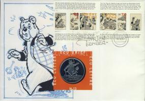 Hollandia 1996. 1Ecu "Képregény bélyeg" érmés, bélyeges borítékon T:1
