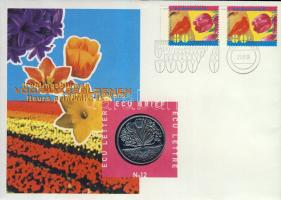 Hollandia 1996. 1Ecu "Tavaszi virágok" érmés, bélyeges borítékon T:1