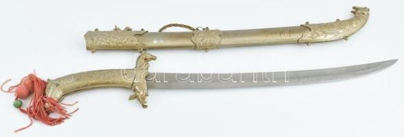 Lovas díszítésű díszkard 50 cm fém hüvellyel