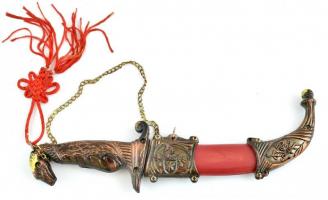 Kis méretű sárkányos tőr 20 cm Fém hüvellyel